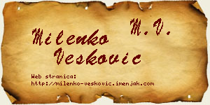 Milenko Vesković vizit kartica